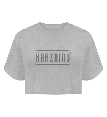 HARZKIND Damen Boyfriend Shirt Logo grau - Boyfriend Organic Crop Top - HARZKIND - Der Shop