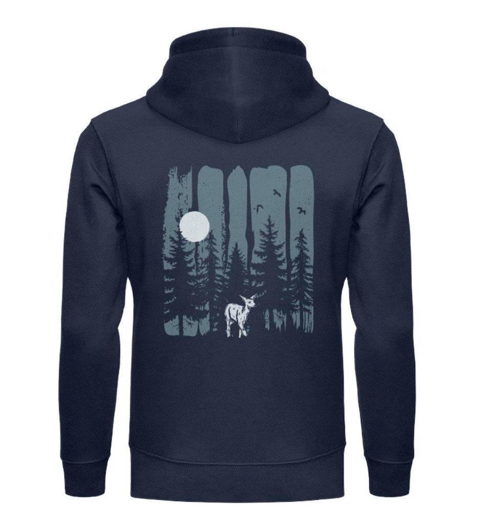 Hoodie BACKPRINT "Forest Nights and a deer" & Logo Print vorn - Unisex (2 Farben zur Auswahl) - HARZKIND - Der Shop